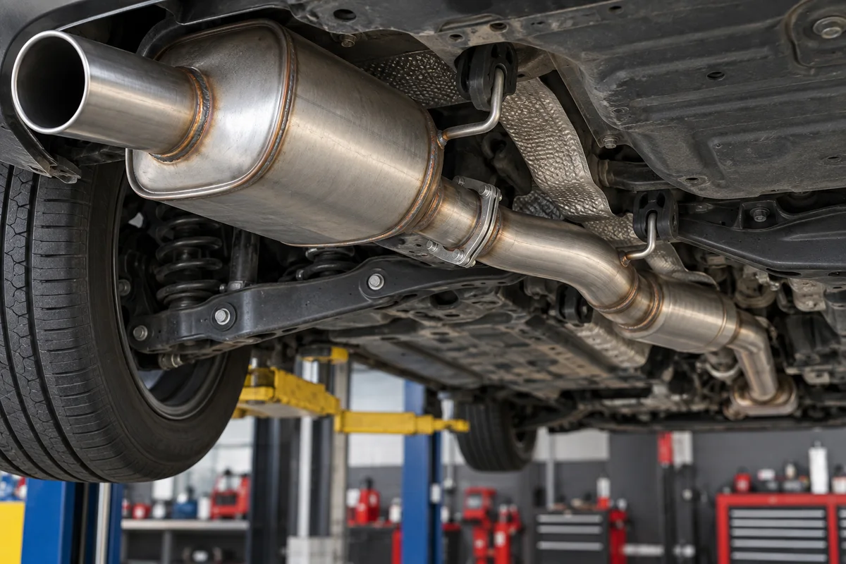 Vehicle exhaust pipe and muffler